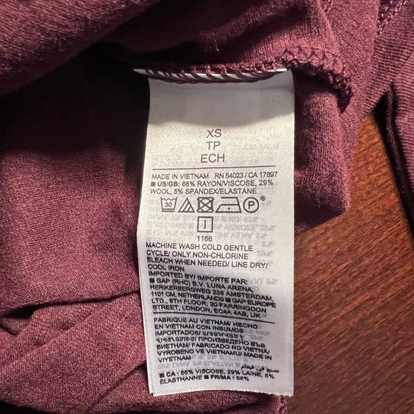 NWT Aleah Purple Prune Wool Blend Draped Top       Sz XS - Picture 6 of 6